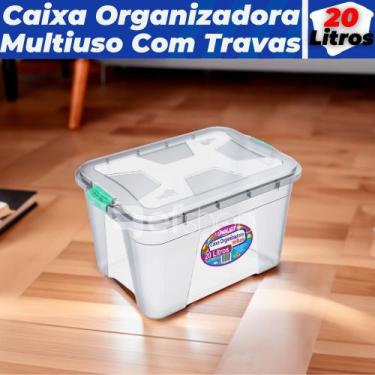 Imagem de Caixa Organizadora Transparente 20 Litros Com Travas Uninjet