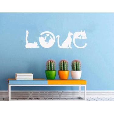 Imagem de Adesivo Gato Love  TAMANHO 70cm x 20,5cm - Decoração Quartos, Salas, P