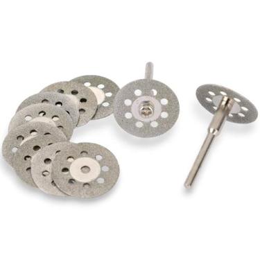 Imagem de Kit 10 Disco De Corte Para Micro Retífica Ventilado 22mm Furo Central 