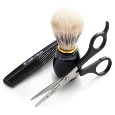 Imagem de Kit Masculino Para Barba Tesoura, Pincel e Pente Marco Boni