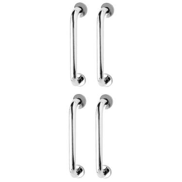 Imagem de Alça de Apoio 30cm Kit 4 Unidades Barra Inox Idoso Cadeirante Suporte Banheiro Box Acessibilidade Escada Corrimao Segurança