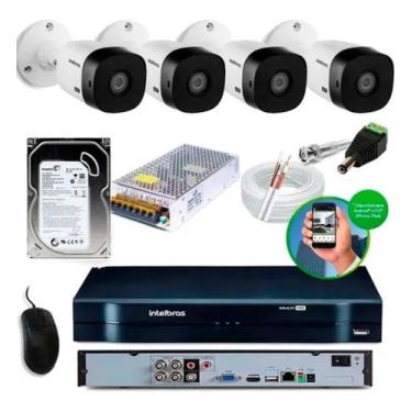 Imagem de Kit Cftv 4 Câmeras Full Hd 1080p 2mp Dvr Intelbras Mhdx Multi Hd