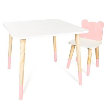 Imagem de Kit Mesa e Cadeira Infantil Urso - Eita Casa Perfeita, Rosa Bebe
