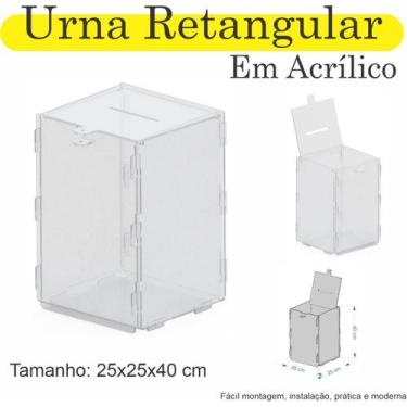 Imagem de Urna Acrilico Sorteio Caixa Sugestão Retangular 40 X 25 Cm - Indústria
