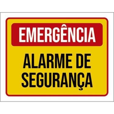 Imagem de Kit 5 Placas Emergência Alarme De Segurança 36X46 - Sinalizo