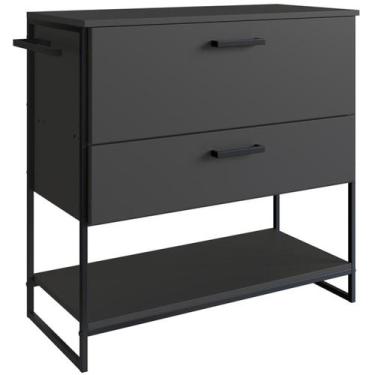 Imagem de Gabinete Banheiro Industrial 80 CM 1028 Grafite Aço Preto PP - Placa &
