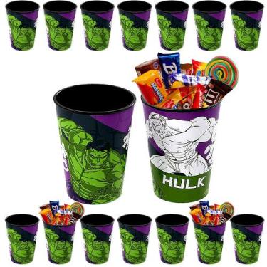 Imagem de Kit 10 Copos Lembrancinha Doces e Decoração de Festa Hulk - Plasútil, 