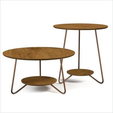 Imagem de Conjunto Mesa de Apoio e Centro Liz Freijó com Pés de Ferro - EJ Móvei