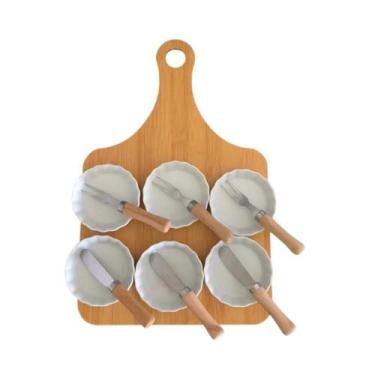 Imagem de Kit Tábua com Utensílios para Servir Petiscos com 13 Peças. - multiart
