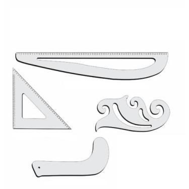 Imagem de Kit Réguas Corte Costura Modelagem Alfaiate 8036 Acril Fenix