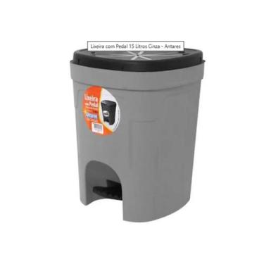 Imagem de Lixeira com Pedal 15 Litros Cinza - ANTARES