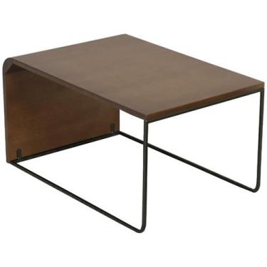 Imagem de Mesa De Centro Alta Madeira Pinhao Base Metal Preto Nacc - Nacional Mó