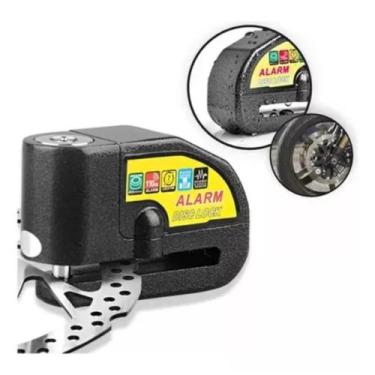 Imagem de Trava Cadeado com Alarme Sonoro Freio a Disco Moto  - VariaLume, Preto