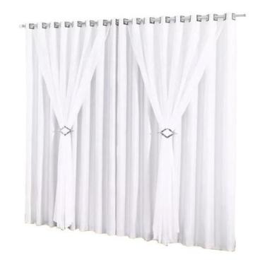 Imagem de Cortina Sala E Quarto 6m X 2,80m Voil Varao Ilhos Cromado - Chrisney B