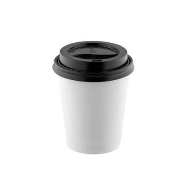 Imagem de Copo de Papel Branco Térmico 360 ml com Tampa Para Beber Preta - 100 U