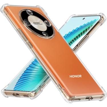 Imagem de USTIYA Capa para Honor Magic 6 Lite 5G / X9B 5G TPU transparente quatro cantos capa de proteção de grau militar transparente macia