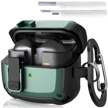 Imagem de AIRSPO Capa compatível com Samsung Galaxy Buds 3 e Galaxy Buds 3 Pro com kit de limpeza, capa rígida militar com trava para Samsung Galaxy Buds 3 capas de carregamento sem fio, verde