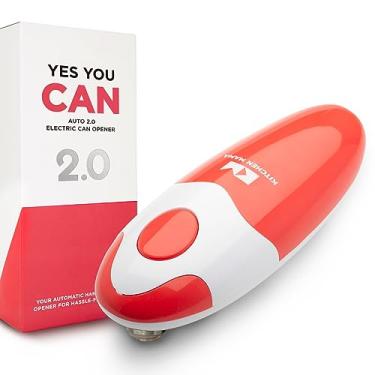 Imagem de Kitchen Mama Abridor de latas elétrico Auto 2.0: a lâmina abre quase qualquer lata de refrigerante - automático, mãos livres, seguro, borda lisa, removedor de tampa, operado por bateria, sem fio, sim