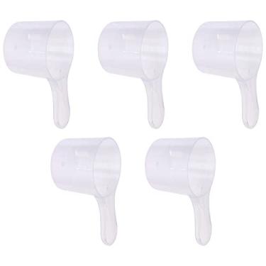 Imagem de ONLYKXY 5 peças de colheres de medição de plástico de cabo longo transparente colheres de café proteína leite em pó colher ferramentas de cozinha (75 ml)