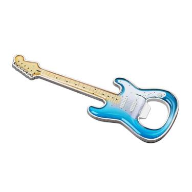 Imagem de LanHong 1 peça/conjunto abridor de garrafas cerveja em forma de guitarra abridor de garrafas guitarra presente utensílios de cozinha para bebedores música amante de guitarra (azul)