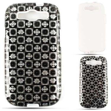 Imagem de Cell Armor SAMI747-PC-JELLY-TP1583-S Capa híbrida de encaixe Jelly para Samsung Galaxy S3 – Embalagem de varejo – Placas pretas e brancas transparentes em quadrados