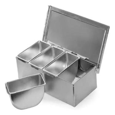 Imagem de Porta Condimentos De Inox 4 Divisórias Pq C Tampa Bartender - FRIGOPRO