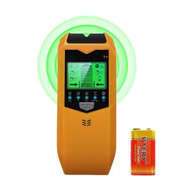 Imagem de Scanner de parede Stud Finder, detector de pinos 5 em 1 com visor LCD HD para centro e borda de fio CA de metal de madeira