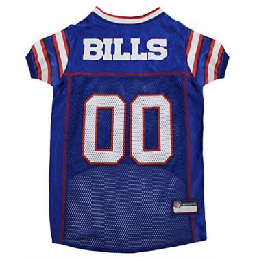 Imagem de Camiseta NFL Buffalo Bills para cães, tamanho: pequena. Melhor fantasia de camisa de futebol para cães e gatos. Camisa de jérsei licenciada