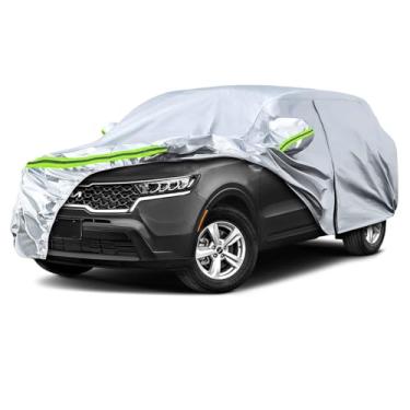 Imagem de Capas de carro impermeáveis substituem para Kia Sorento 2009-2025, 6 camadas, prata, capa de carro para todos os climas com porta com zíper e faixas à prova de vento para proteção contra neve chuva e