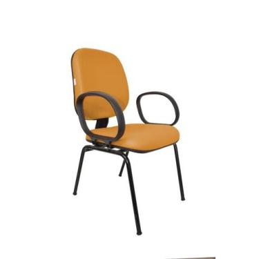 Imagem de Cadeira Fixa Diretor Fire - Maiart, Laranja, Couro Sintetico Corano