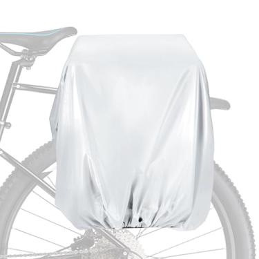 Imagem de PATIKIL Capa de chuva traseira de bicicleta 80L, capa de chuva para porta-malas de bicicleta, impermeável, capa de chuva para ciclismo de montanha, bicicleta híbrida, M, prata