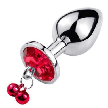 Imagem de Plug anal com pedraria de cristal e enfeite de sino 2,7x7cm vip mix, R