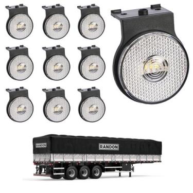 Imagem de 10 Lanterna Lateral Randon LED Cristal 65mm Suporte e Conec. - DW Comp