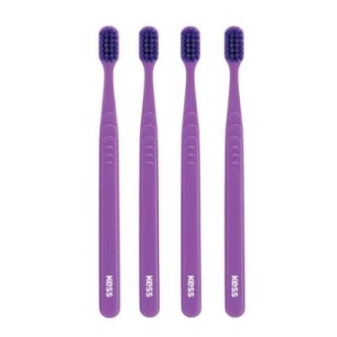 Imagem de Kit Escova Dental Extra Macia Kess Pro Pocket Belliz Roxo C/4 - BELLIZ
