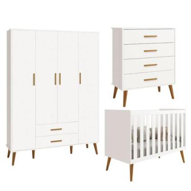 Imagem de Quarto Isis Berço Americano 2 em 1 + Comoda Gaveteiro + Guarda Roupa I
