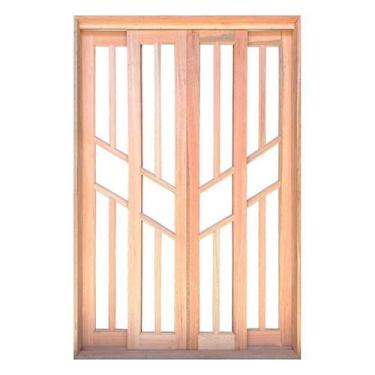 Imagem de Porta Balcão de Correr de Madeira Padrão Cedro Diamante Reto Batentes 