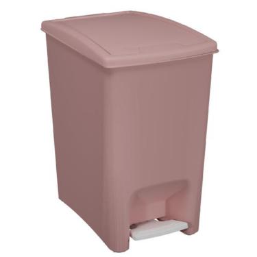Imagem de Lixeira Com Pedal 10l Plástico Resistente Reforçada Astra, ROSE E BRAN