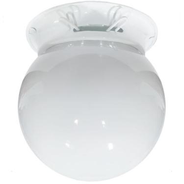Imagem de Plafon Colonial Aluminio Branco Globo Leitoso 10x15 Retrô - CM GLASS -