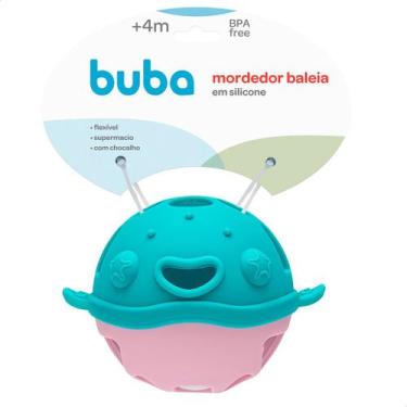 Imagem de Mordedor para Bebê Silicone Flexível c/ Chocalho Baleia Rosa - BUBA