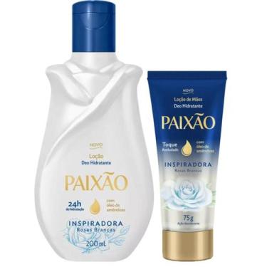 Imagem de Kit Paixão Inspiradora Rosas Brancas Hidratante Corporal + Creme para 