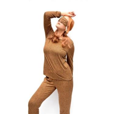 Imagem de Conjunto Pijama Feminino Adulto Inverno Longo Conforto Suede - Bernann