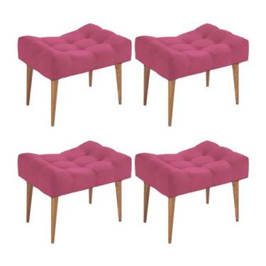 Imagem de Kit 4 Puffs Requinte Sued Marsala - Kimi Design