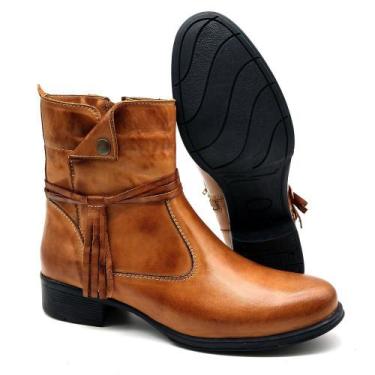 Imagem de Bota Feminina Couro Bovino Cano Curto Montaria 2150/03 Caramelo - BMBR