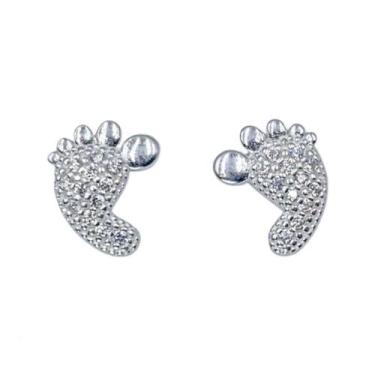 Imagem de Brinco de Prata pezinho de criança zirconia cravada-Prata925 - Encanta