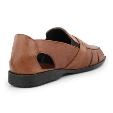 Imagem de Sandália Masculina Couro Confortável Elástico Calce Fácil - Granado, M