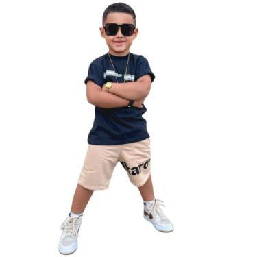 Imagem de Roupa Menino Infantil Camisa Bermuda Conjunto Masculino - Ikaros IK, B