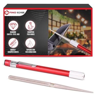Imagem de Fino Edge Vara de afiador de facas serrilhada – Vara de afiar diamante retrátil – Haste de afiar facas de diamante ultra portátil – Mini amolador de bolso para caça ao ar livre (FE-RDSR)