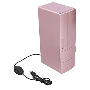 Imagem de Minigeladeira USB para Cosméticos e Bebidas - Refrigerador Portátil de Uso Duplo Em Ouro Rosa - Perfeito para Cuidados Com a Pele e Bebidas Em Movimento