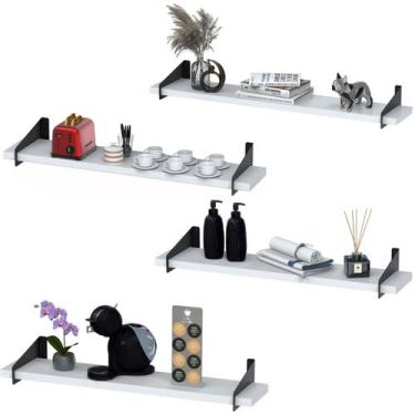 Imagem de 4 Prateleiras Suspensa Multiuso 50Cm Para Sala Quarto PB SF - ShopFort