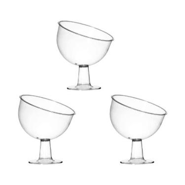 Imagem de Kit 03 Taça Inclinada Doceira Boca Torta com Pedestal 400ml - Três Tri